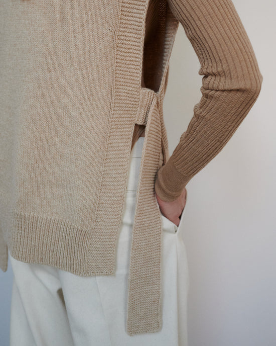 Detail of Kalvos Sand Merino Wool Vest