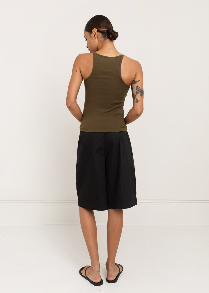 Paper Label Tessa Square Neck Tank Dark Olive Tank