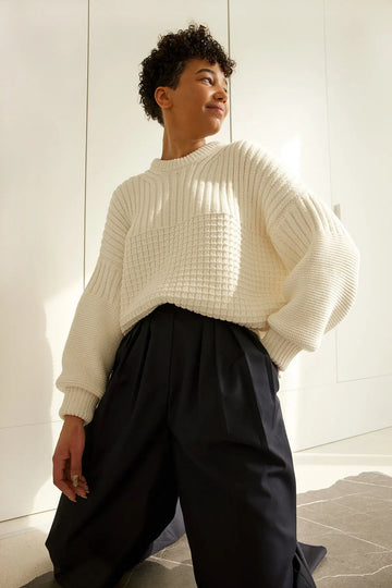 Delčia Chunky Knit Sweater - off white chunky sweater