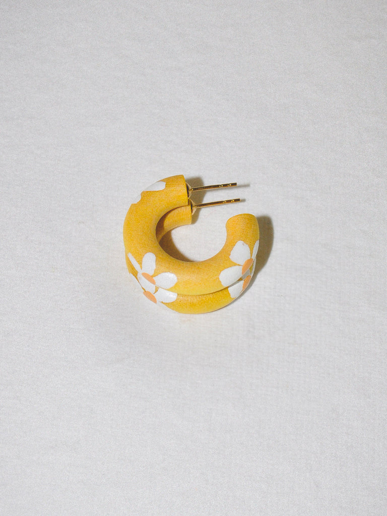 Harvest Bloom Daisy Hand Painted Mini Hoops