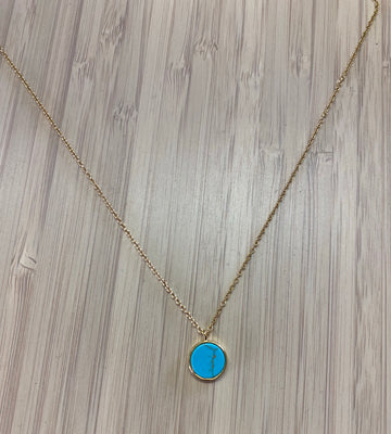 Marble Turquoise Pendant Gold Chain