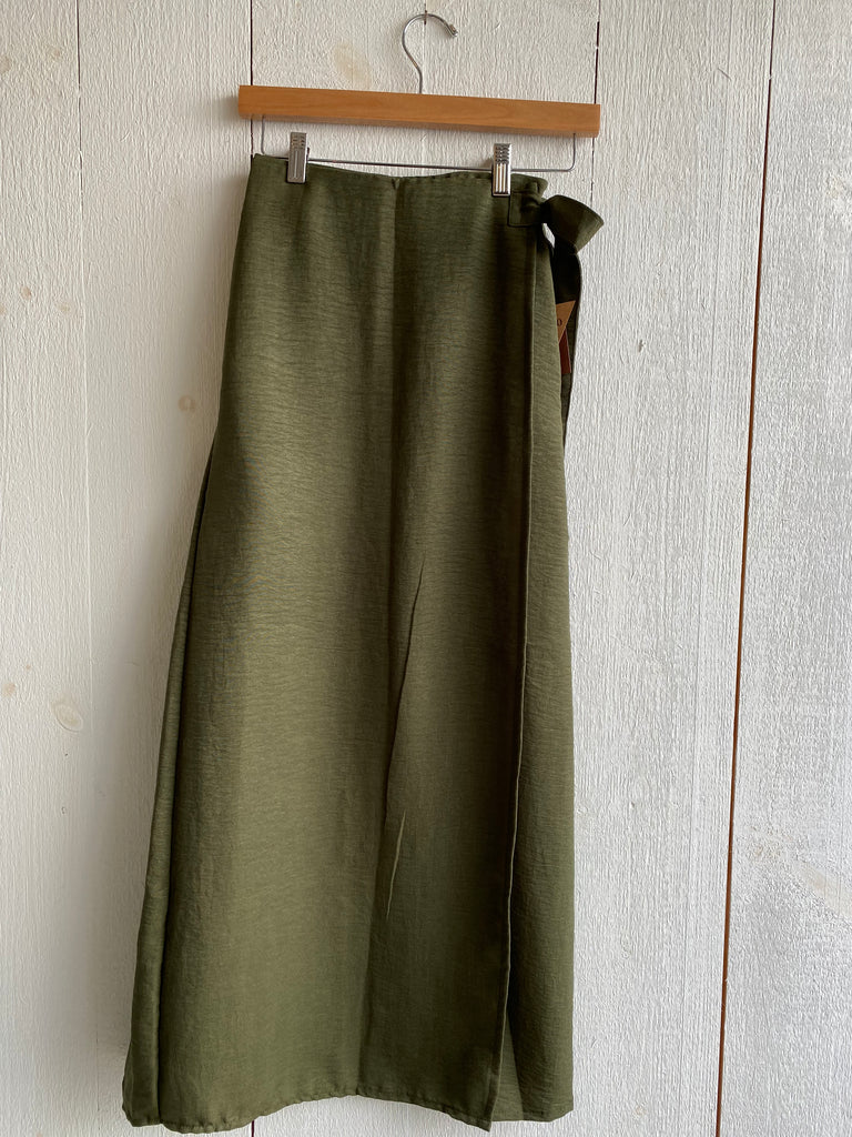 Jayden Olive Midi Wrap Skirt