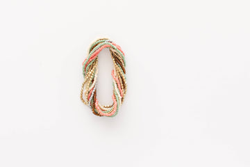 Beaded Bracelet Set: Green/Peach/Copper
