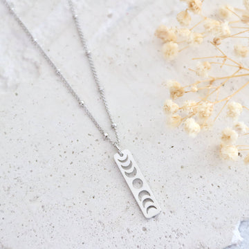 Silver Moon Phase Necklace
