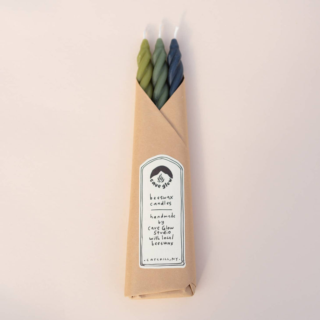 Dusk Set Beeswax Spiral Taper Candles