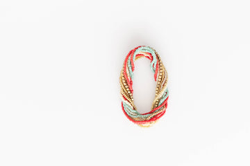 Beaded Bracelet Set: Turquoise/Red/Gold