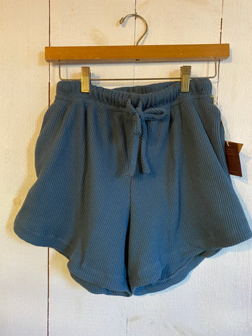 Conrado Blue Waffle Knit Drawstring Shorts